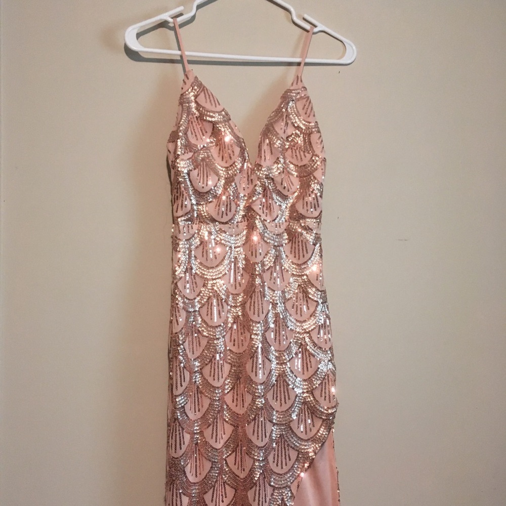 a'gaci Pink and Gold Sequin Dress